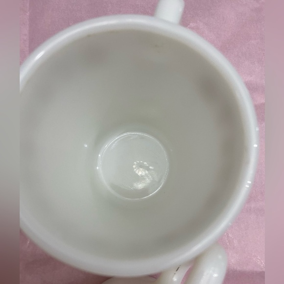 VINTAGE 1970’S SET OF 4 PYREX MILK GLASS MUGS WITH BUTTERFLY PATTERN D HANDLES - Picture 6 of 14